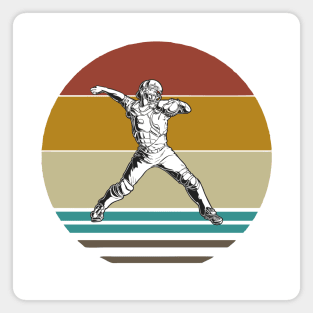 Retro Baseball Thrower On A 80s Sun Background Magnet